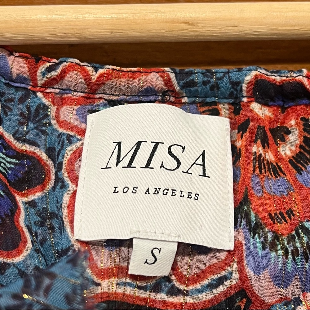 MISA Los Angeles Tara Floral Chiffon Faux Wrap Mini Dress Cerulean Small Revolve - Picture 11 of 16